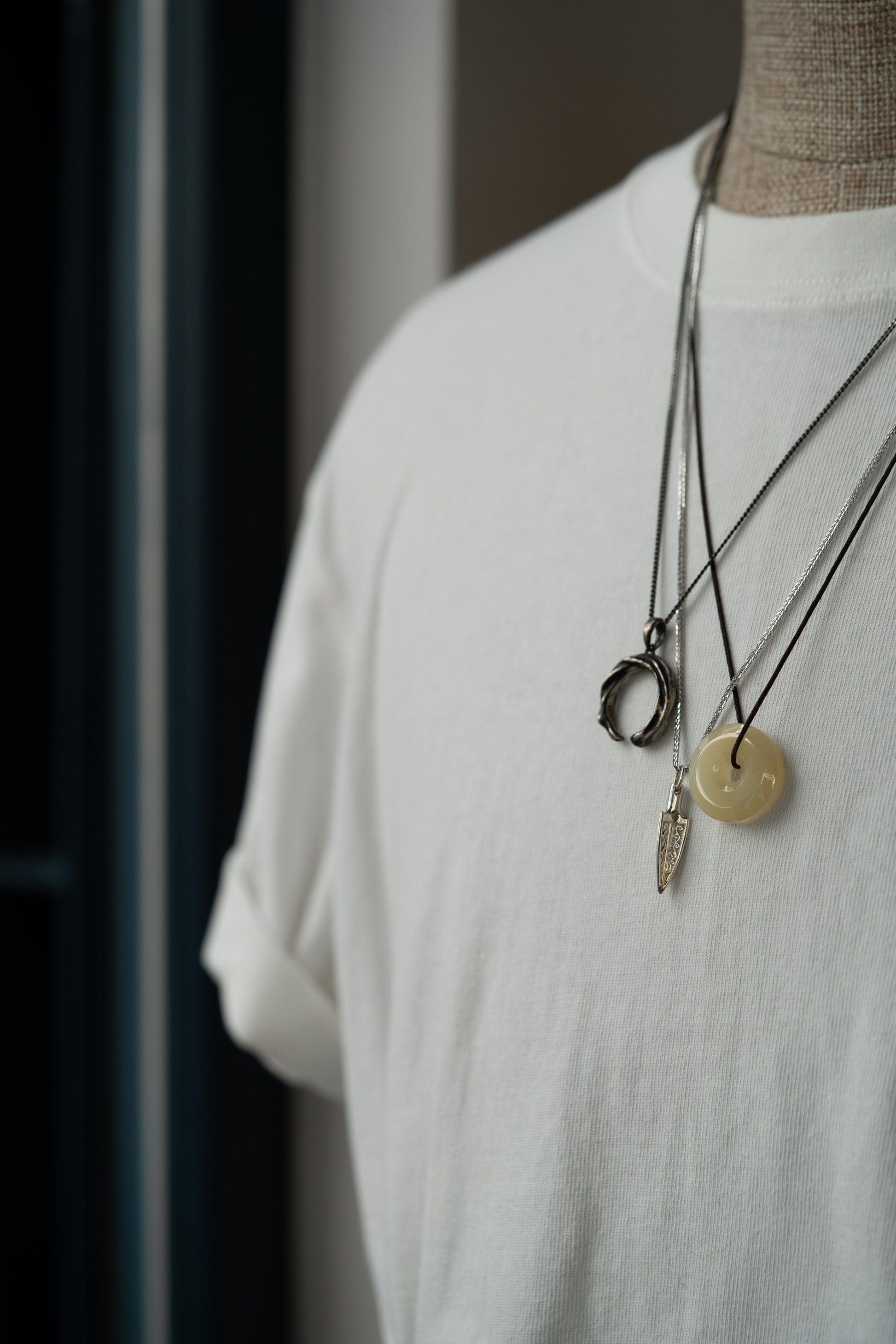 Brownish Yellow Jadeite Zen Doughnut with White patches