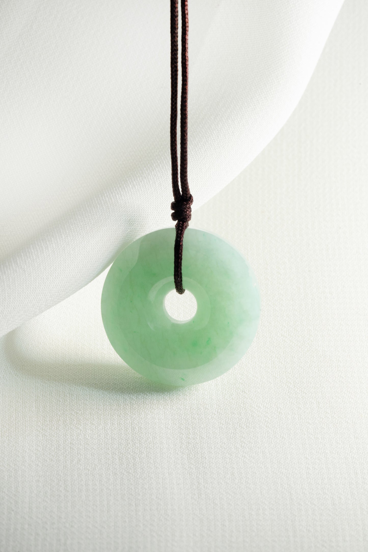 Pale Green Jadeite Zen Doughnut with Bright Green patches