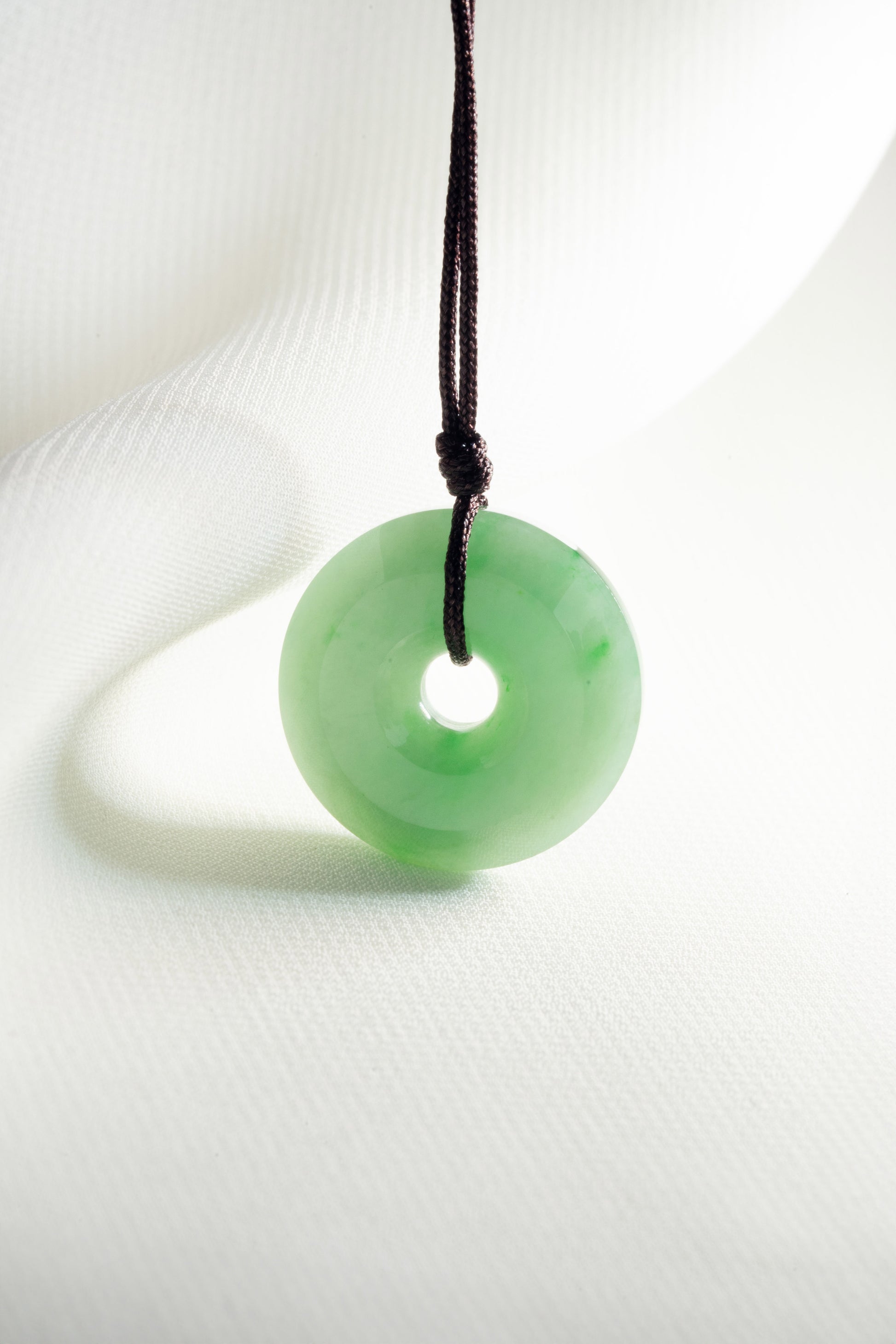 Light Green Jadeite Zen Doughnut with Bright Green patches