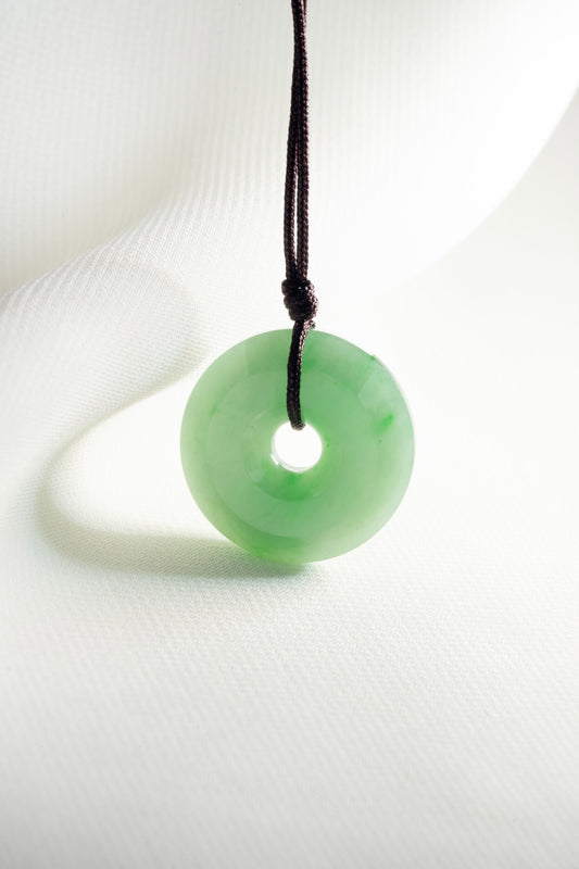 Light Green Jadeite Zen Doughnut with Bright Green patches