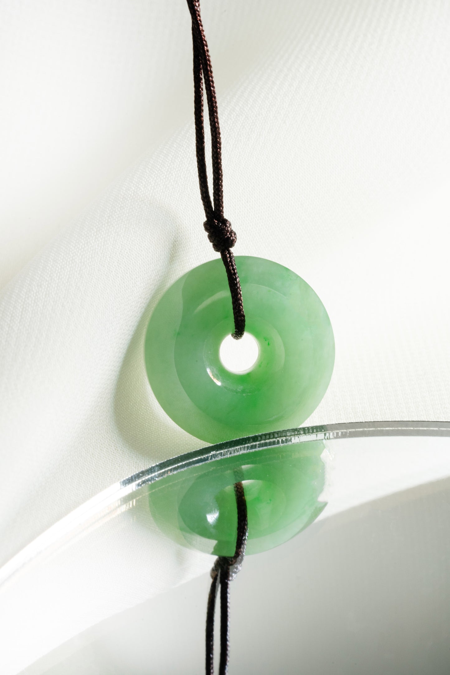 Light Green Jadeite Zen Doughnut with Bright Green patches
