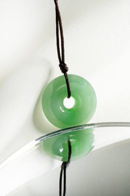 Light Green Jadeite Zen Doughnut with Bright Green patches