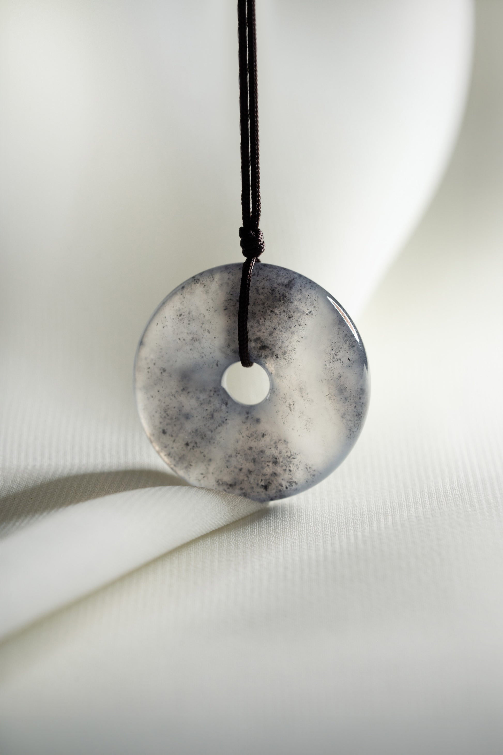 Grey Jadeite Zen Doughnut with Black patches