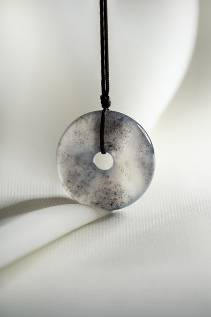 Grey Jadeite Zen Doughnut with Black patches