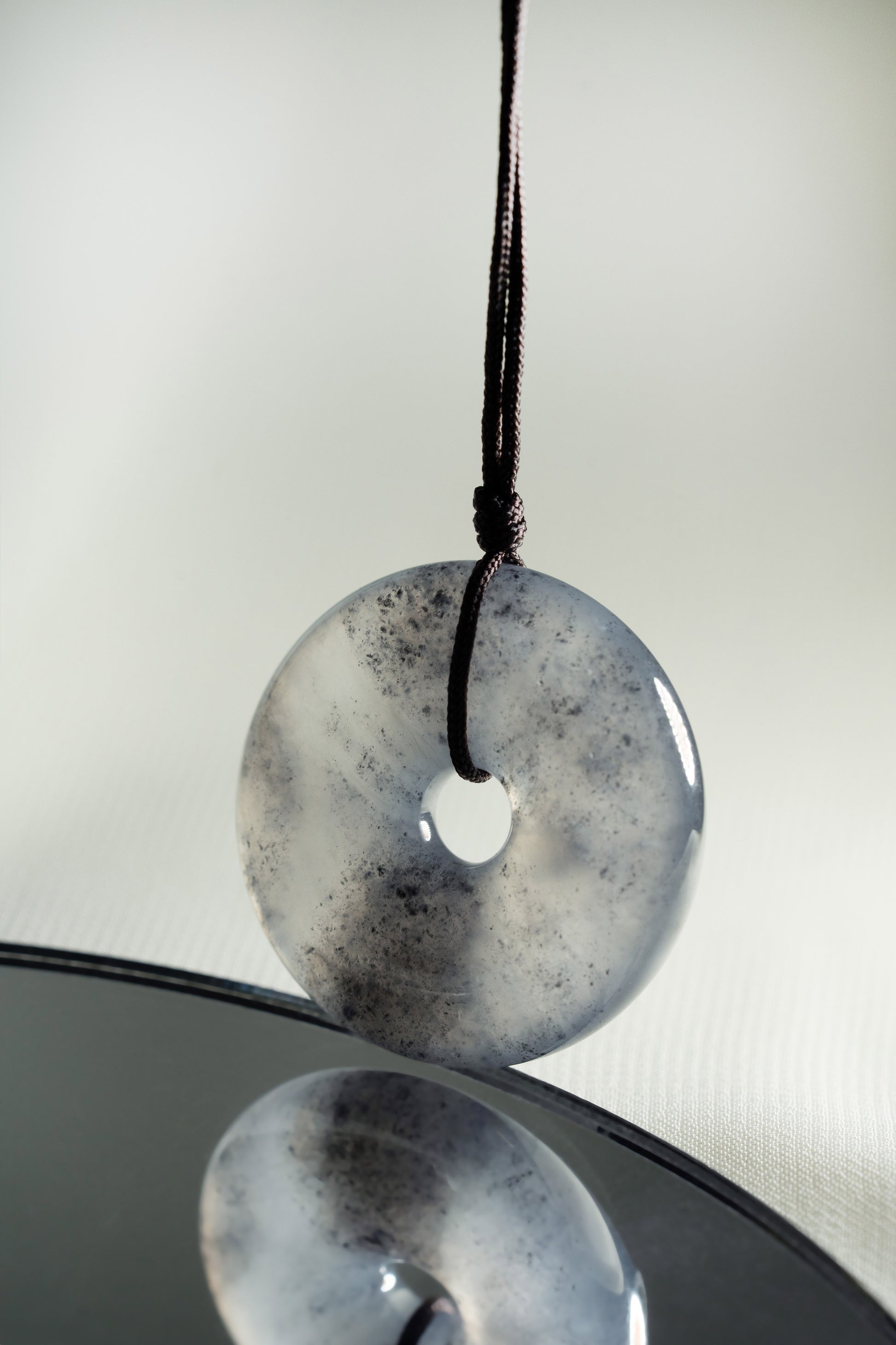 Grey Jadeite Zen Doughnut with Black patches