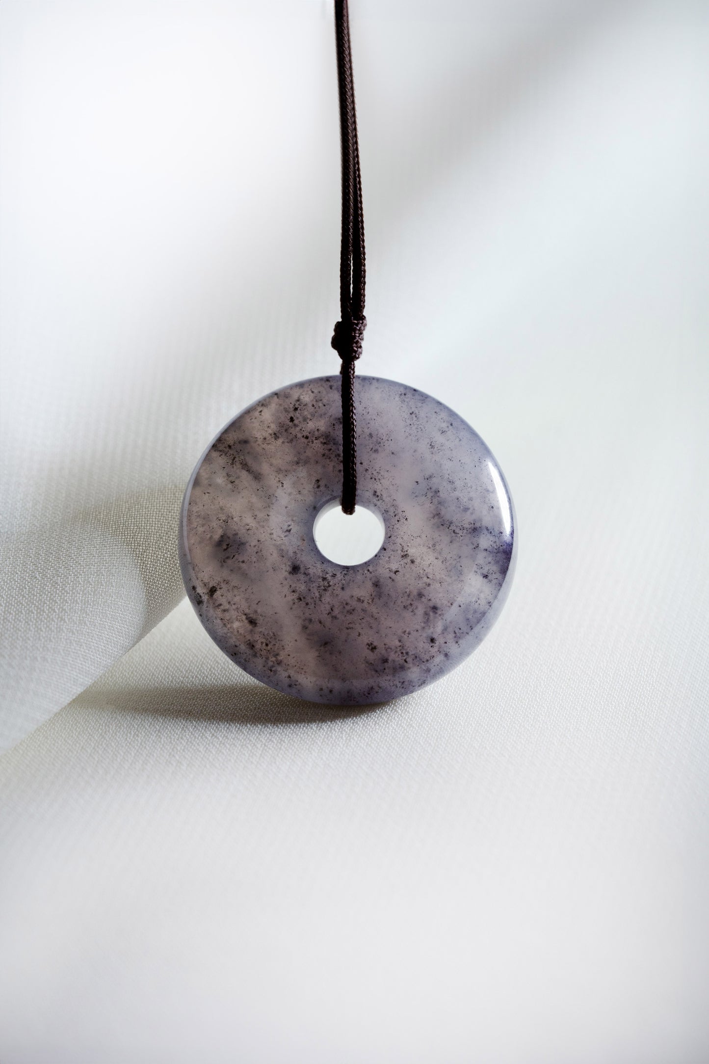 Grey Jadeite Zen Doughnut with Black patches