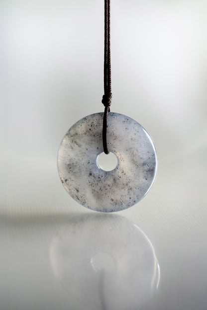 Grey Jadeite Zen Doughnut with Black patches
