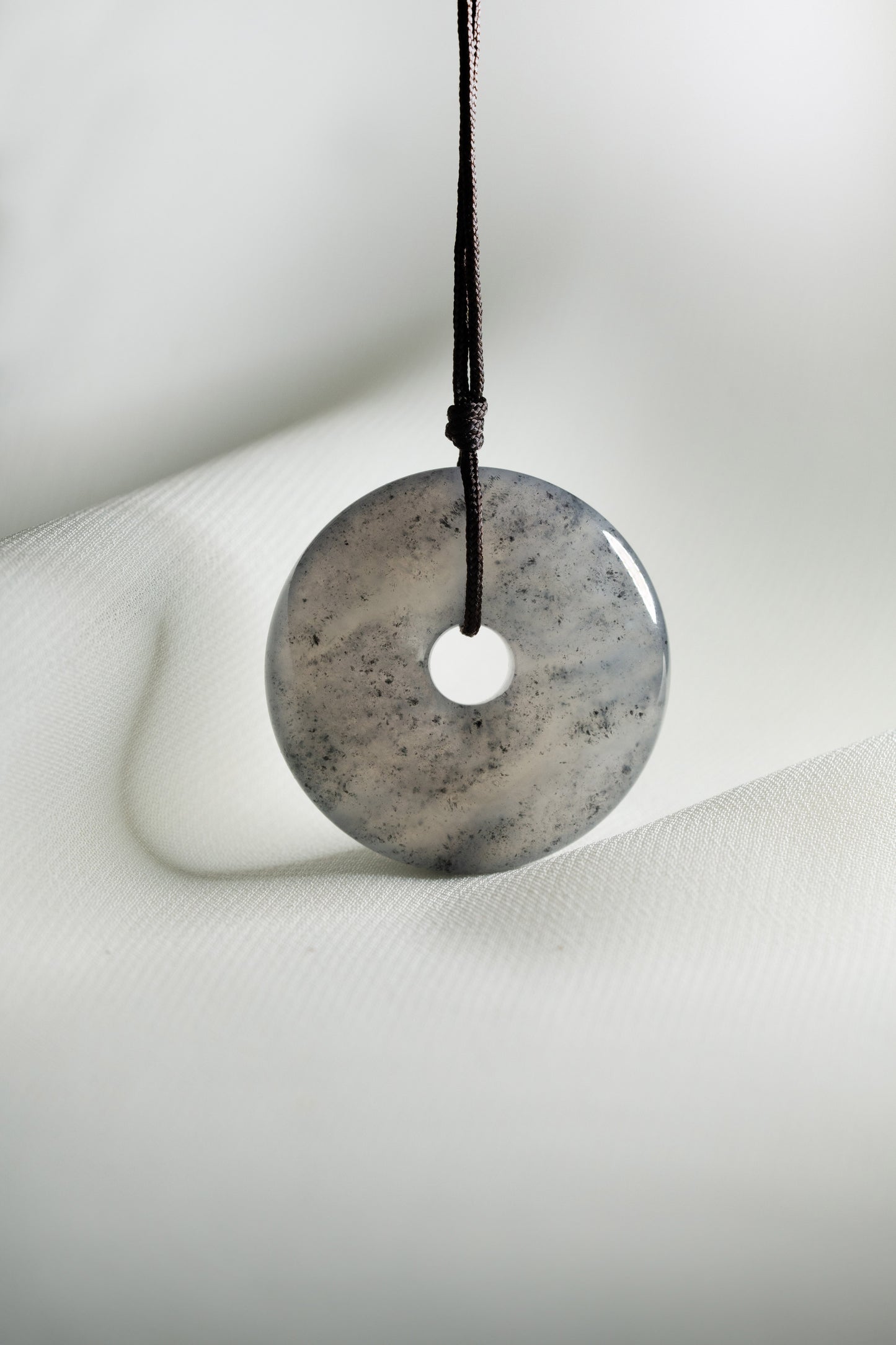 Grey Jadeite Zen Doughnut with Black patches