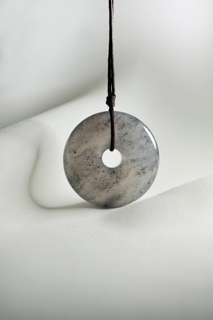 Grey Jadeite Zen Doughnut with Black patches