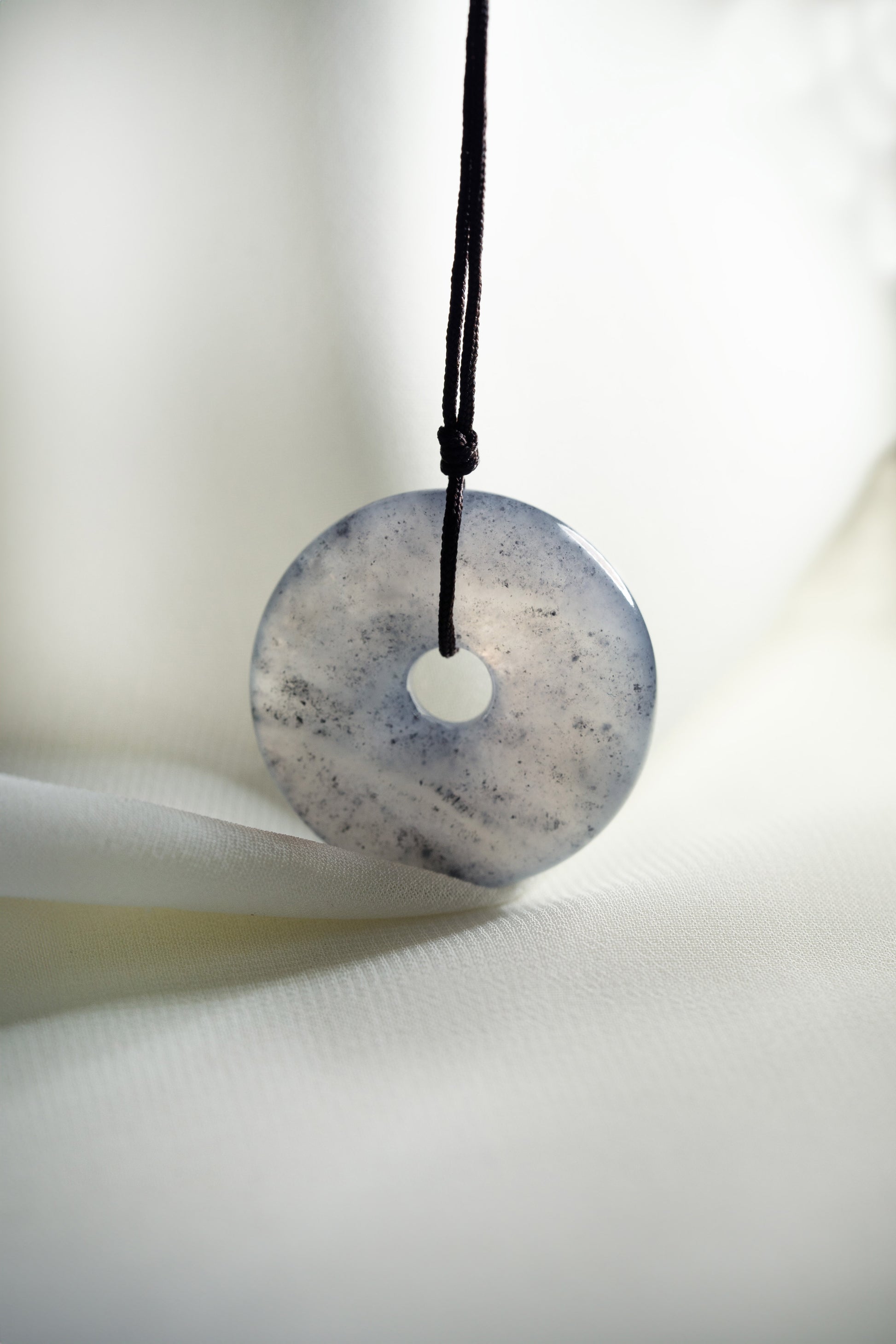 Grey Jadeite Zen Doughnut with Black patches