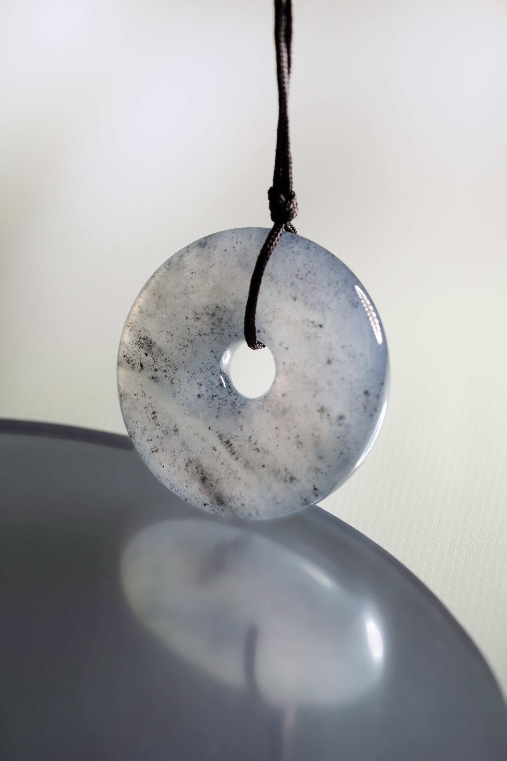 Grey Jadeite Zen Doughnut with Black patches