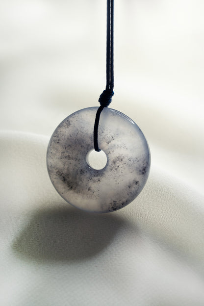Grey Jadeite Zen Doughnut with Black patches