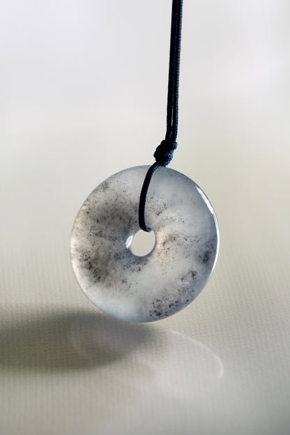 Grey Jadeite Zen Doughnut with Black patches