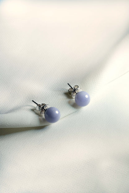 Light Purple Jadeite Earring with 18K White Gold