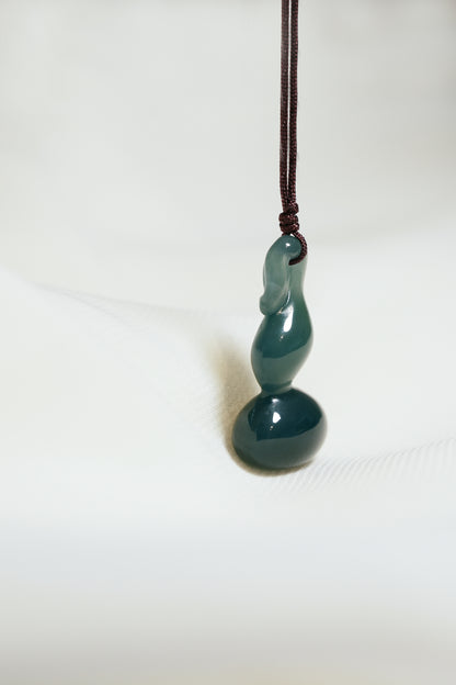 Carved Gourd/Wulu - Bluish Green Jadeite