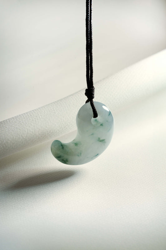 White Jadeite Comma with Yellowish Green Patches