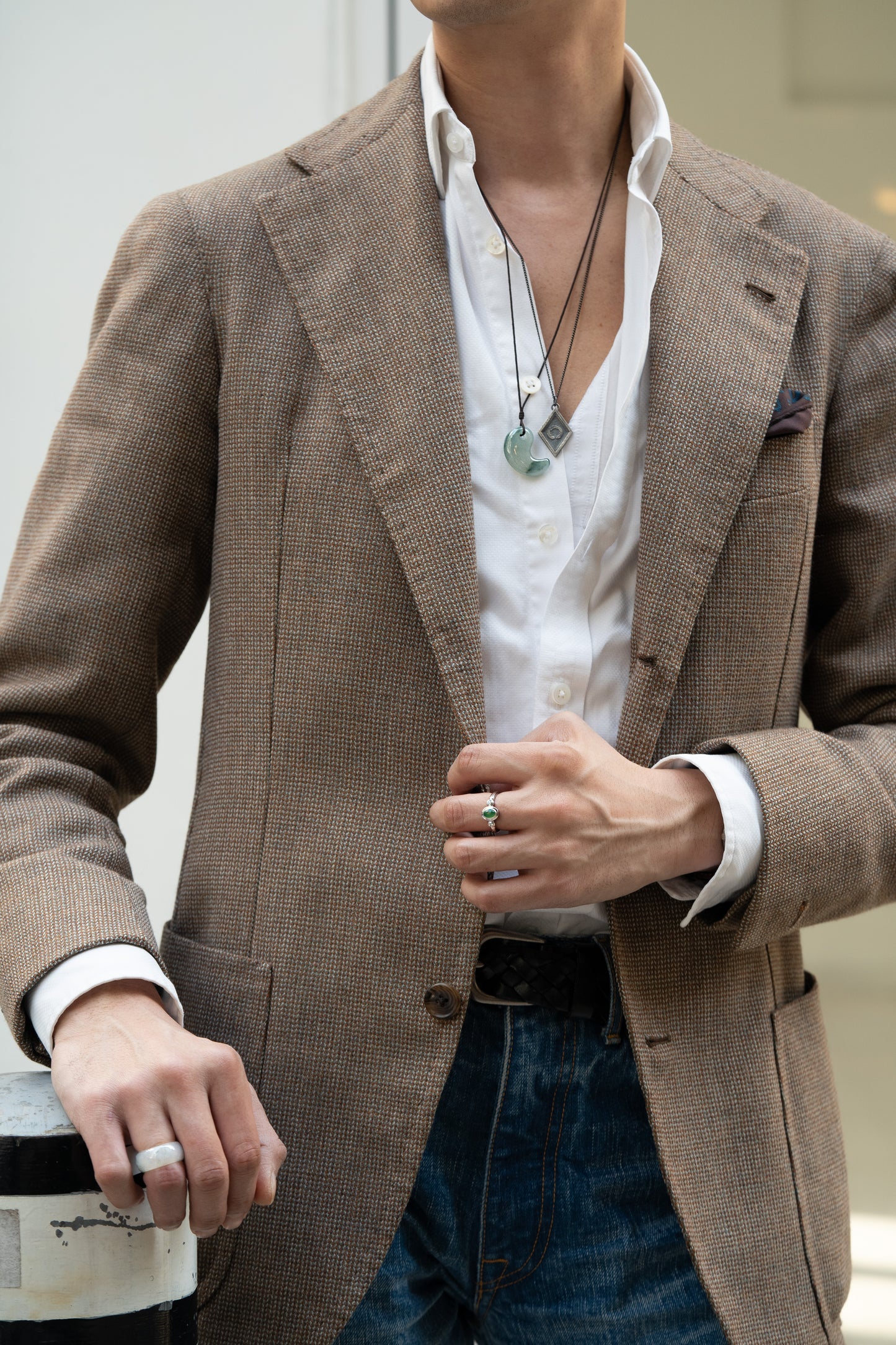 White Jadeite Comma with Intense Bluish Green patches