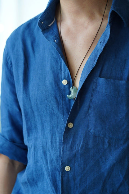 White Jadeite Comma with Intense Bluish Green patches