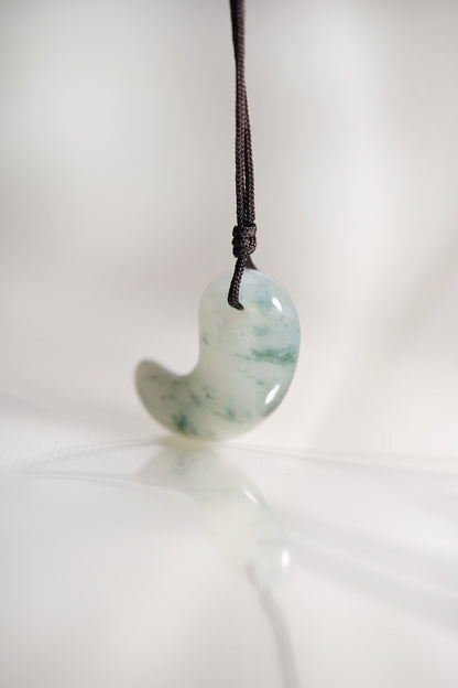 Pale Green Jadeite Comma with Bright Bluish Green patches