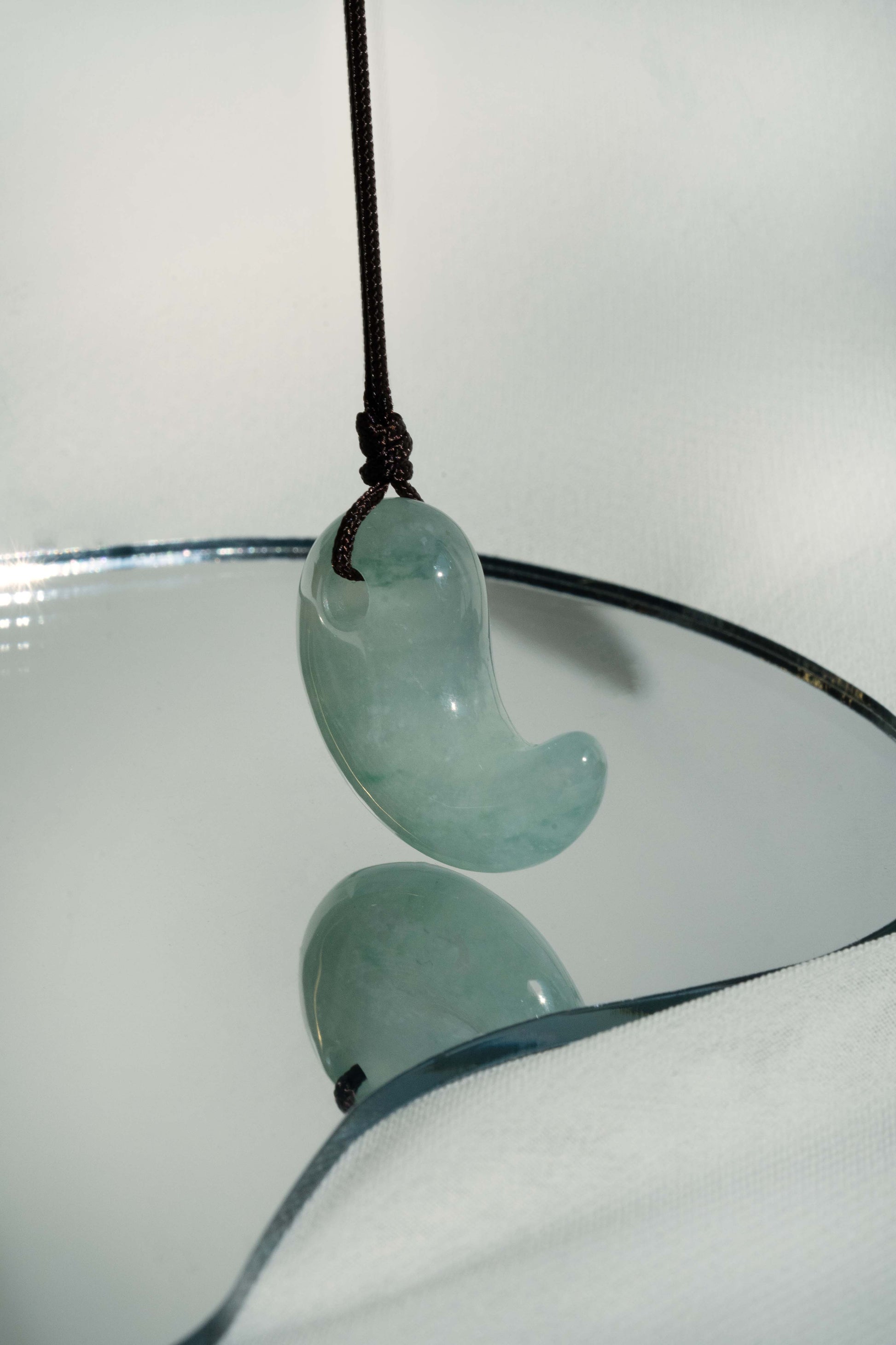 Pale Green Jadeite Comma with Bluish Green patches