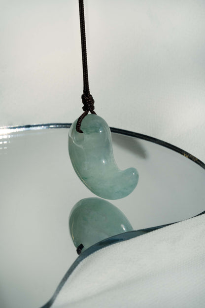 Pale Green Jadeite Comma with Bluish Green patches