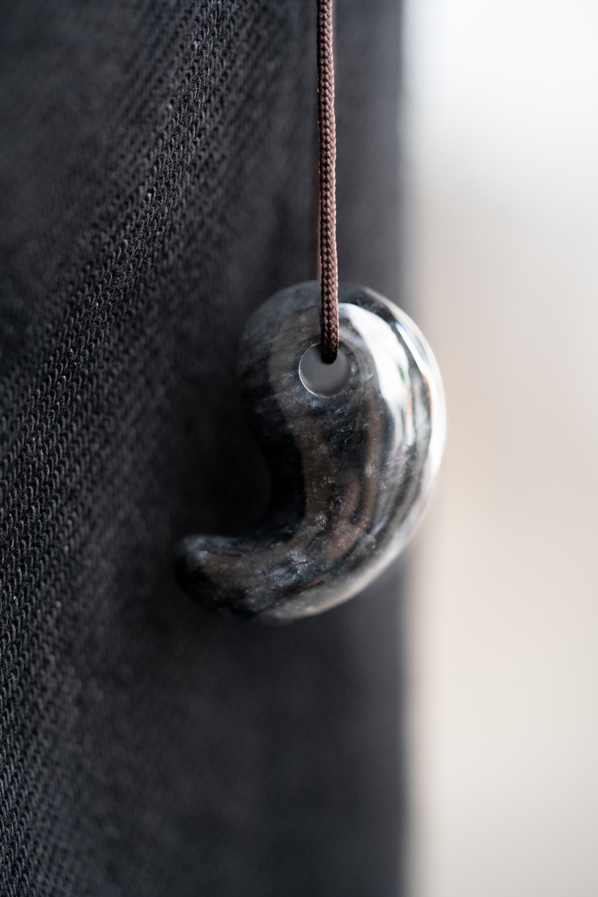 Black Jadeite Comma with Grey spots