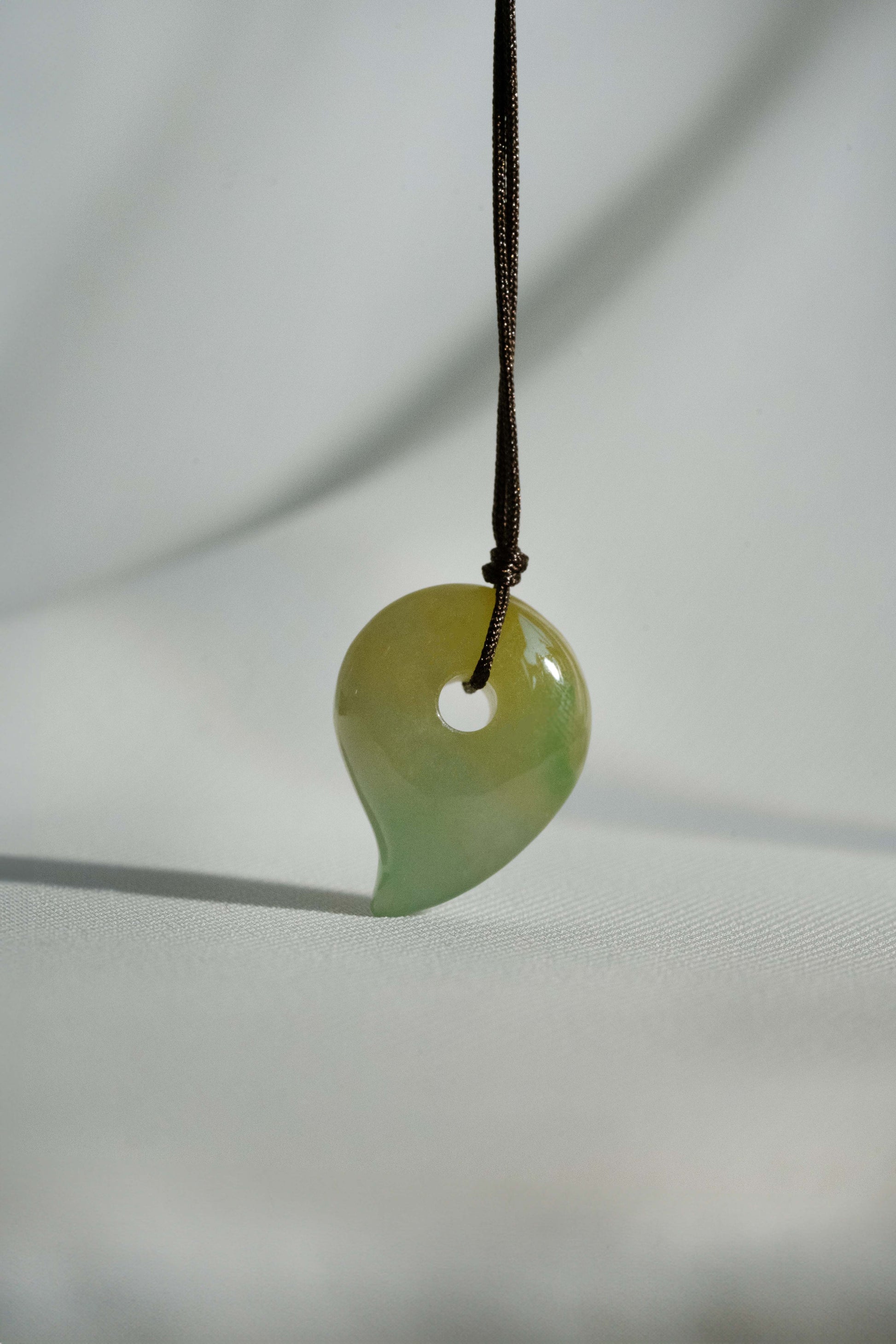 White Jadeite Comma with Light Green and Brownish Yellow Patches