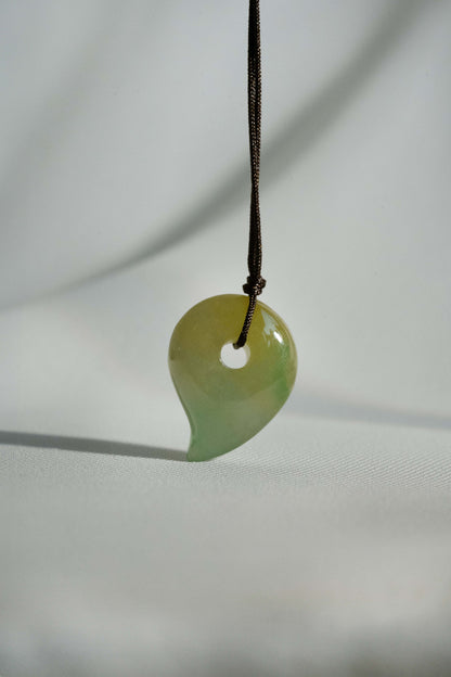 White Jadeite Comma with Light Green and Brownish Yellow Patches