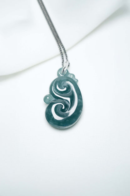 Prosperia - Bluish Green Jadeite with Platinum Hoop