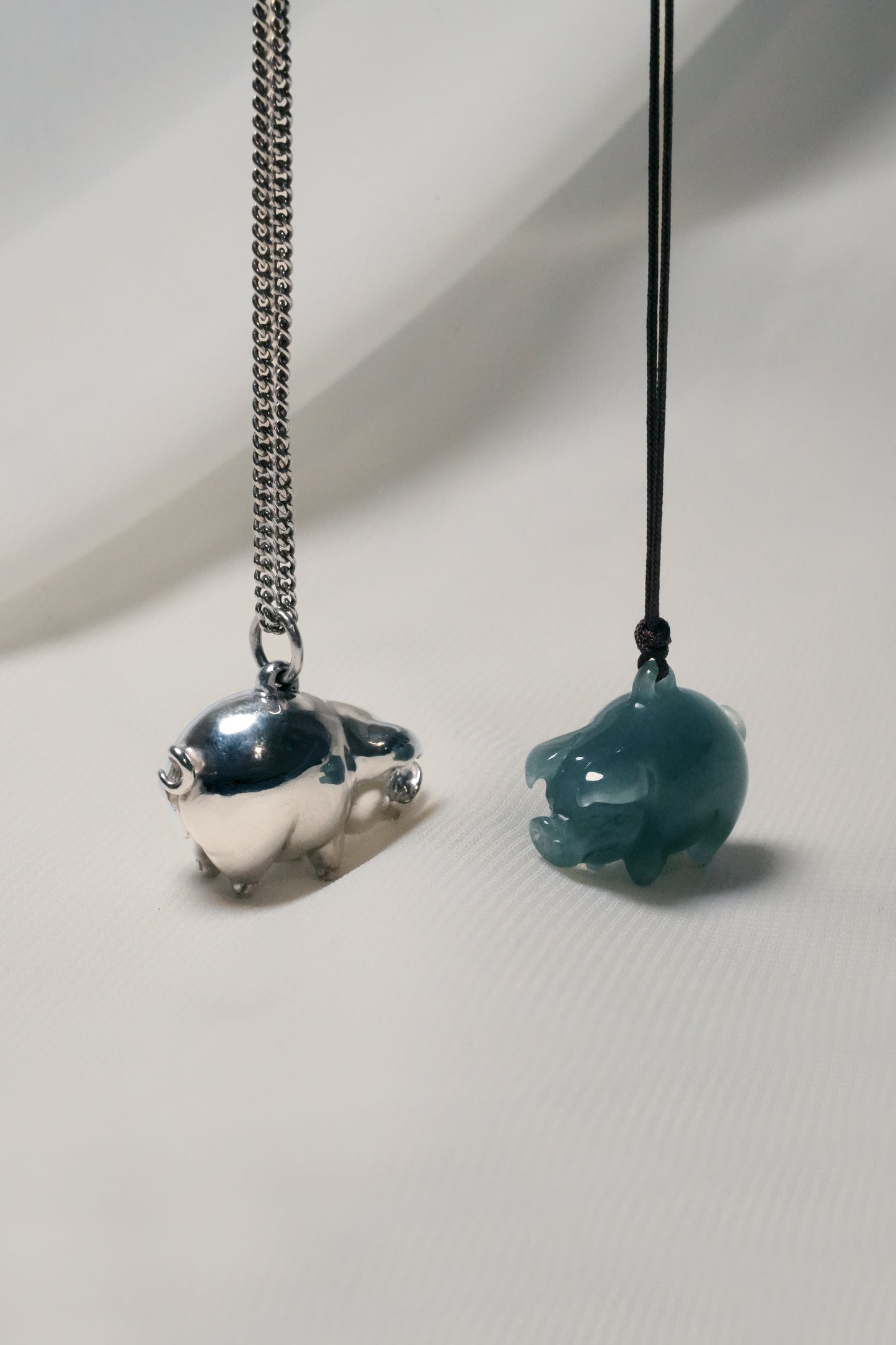 Carved Pig - Bluish Green Jadeite