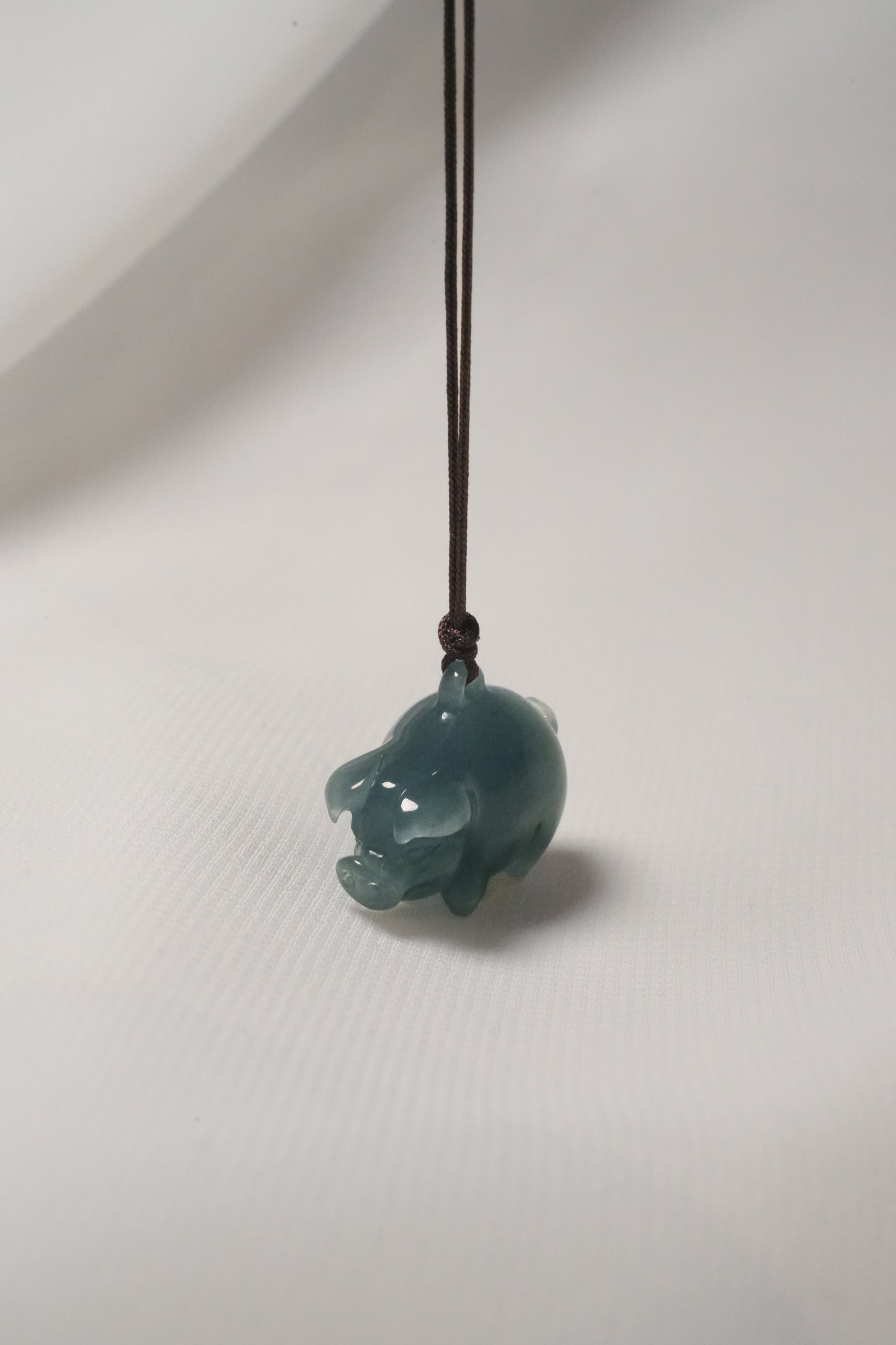 Carved Pig - Bluish Green Jadeite