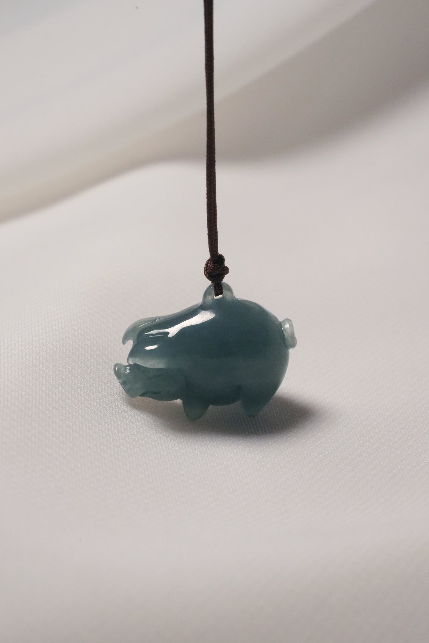Carved Pig - Bluish Green Jadeite