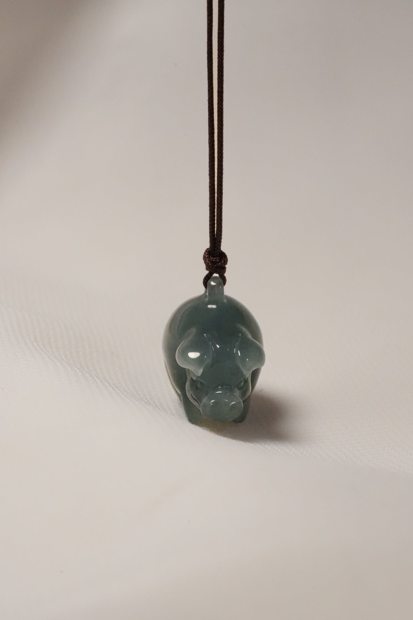 Carved Pig - Bluish Green Jadeite