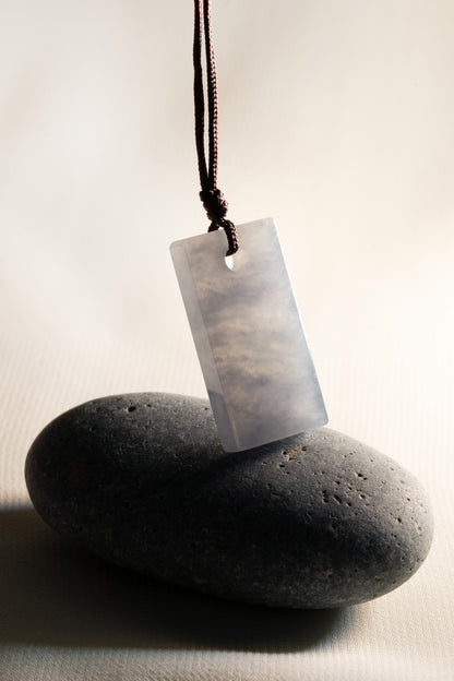 White Jadeite Tag with Pale Purple patches