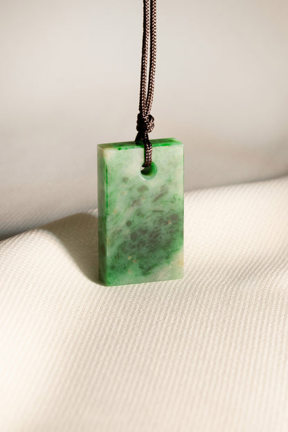 Intense Green Jadeite Tag with Pale and Deep Green patches