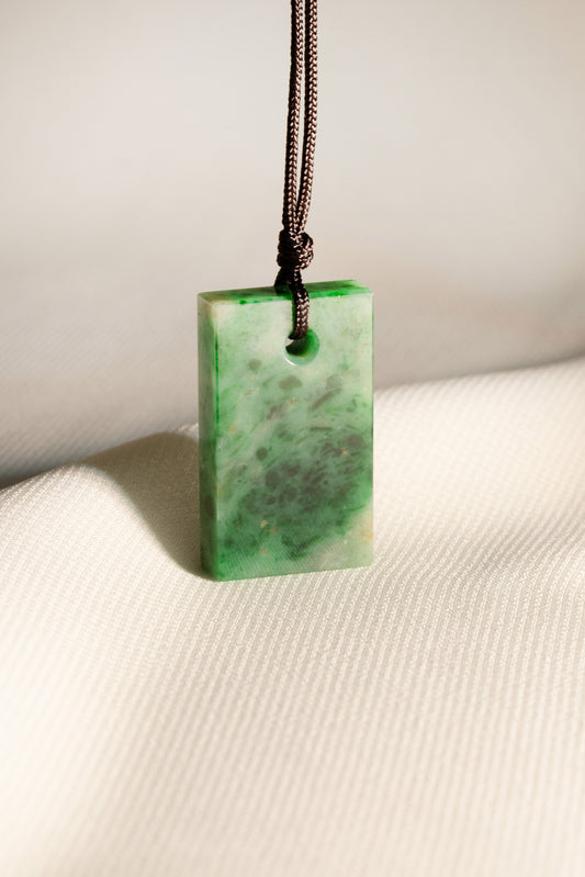 Intense Green Jadeite Tag with Pale and Deep Green patches