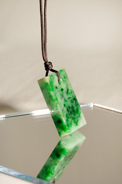 Intense Green Jadeite Tag with Pale and Deep Green patches