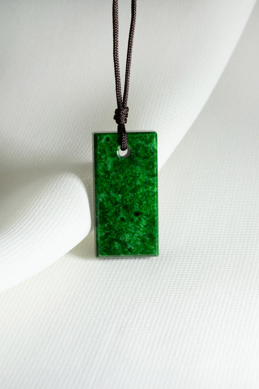Intense Green Jadeite Tag with Light Green patches