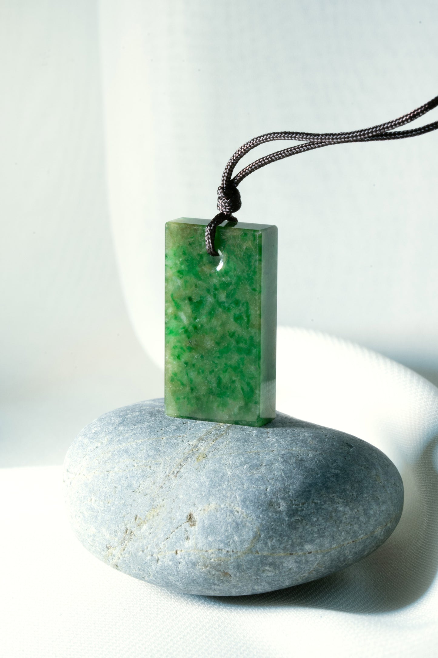 Bright Green Jadeite Tag with Pale Green patches