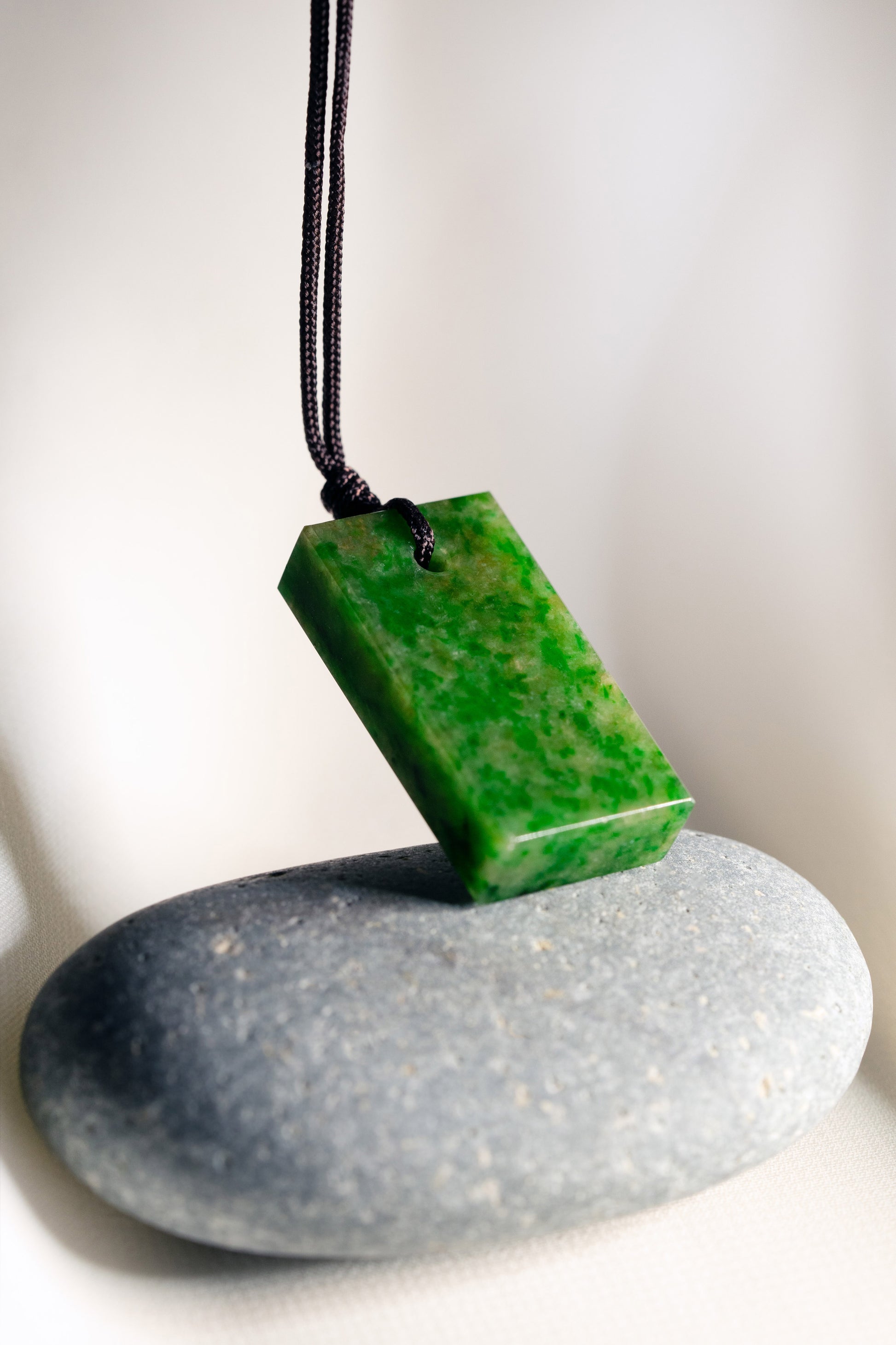 Bright Green Jadeite Tag with Pale Green patches