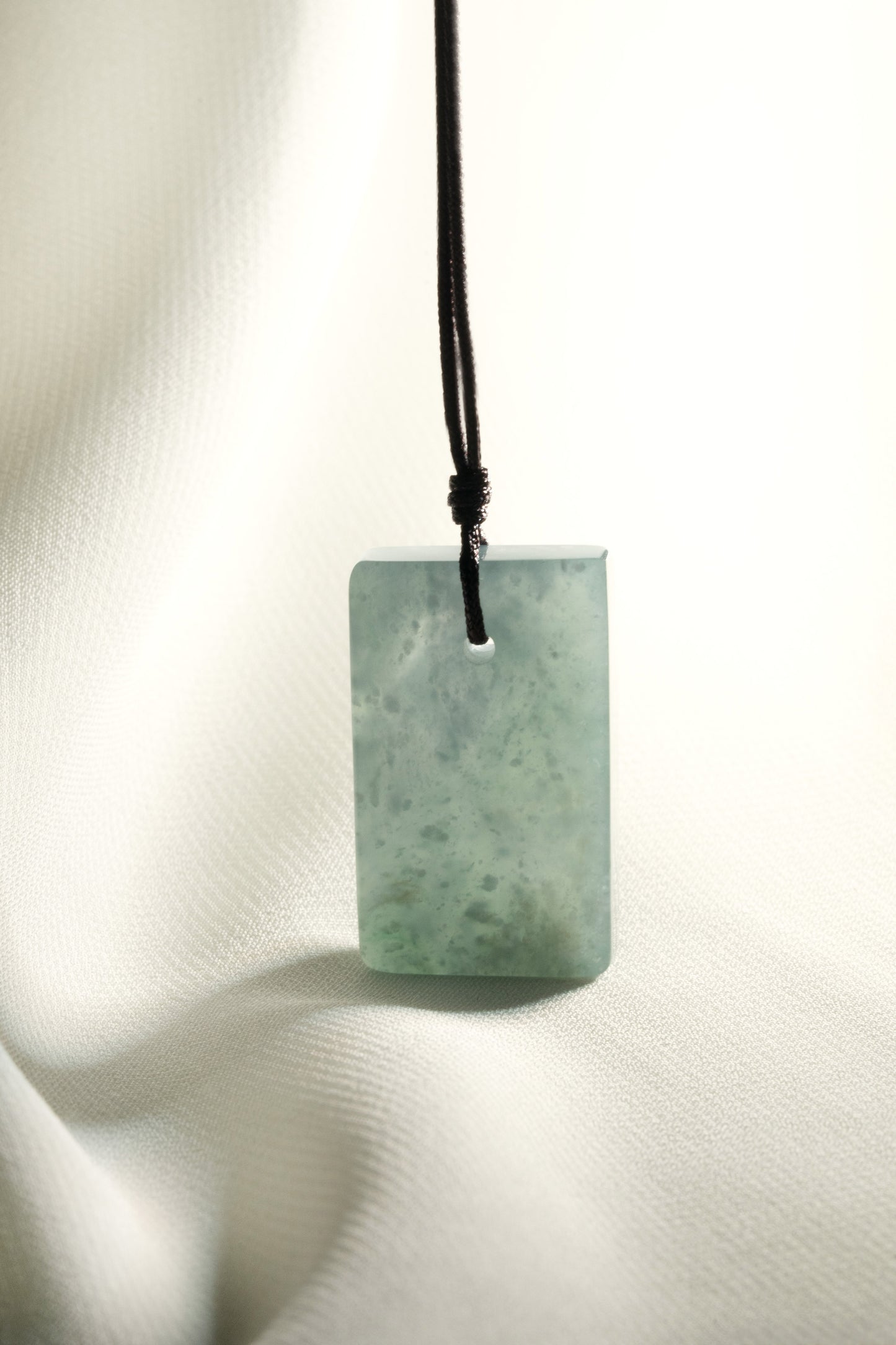 Light Bluish Green Jadeite Tag with White patches