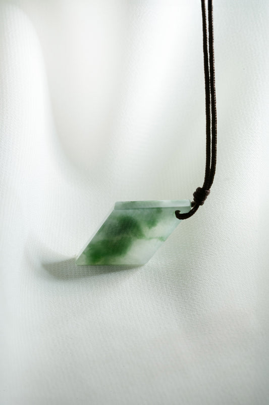 White Jadeite Kite with Intense Green patches