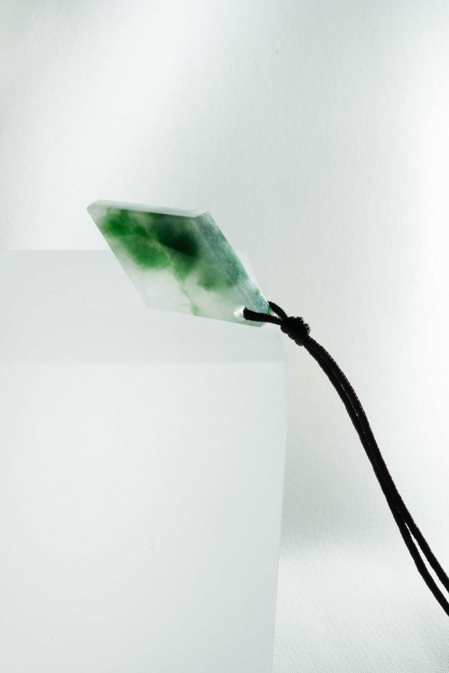 White Jadeite Kite with Intense Green patches