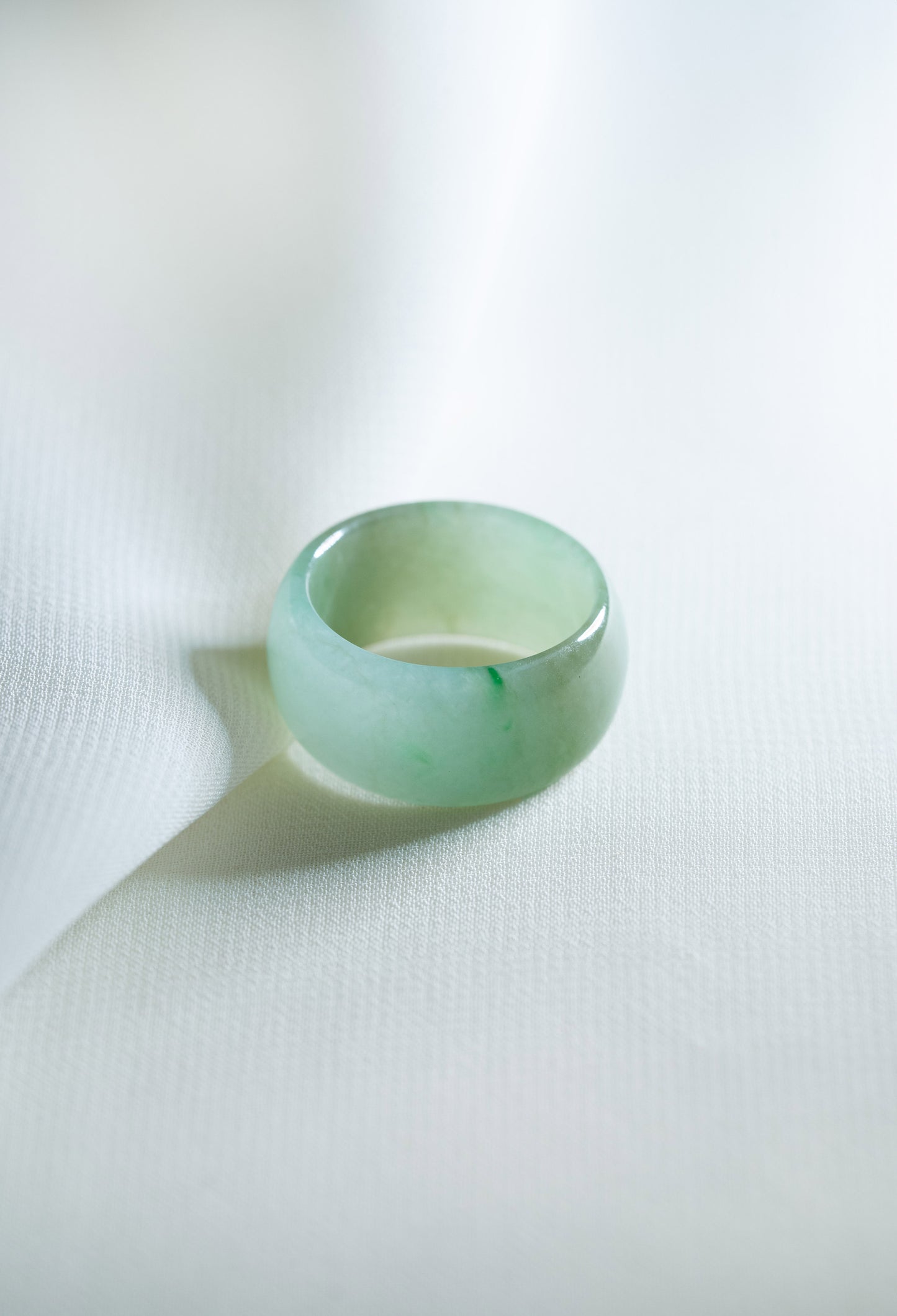 White Jadeite Ring with Light Green patches
