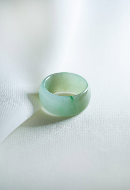 White Jadeite Ring with Light Green patches