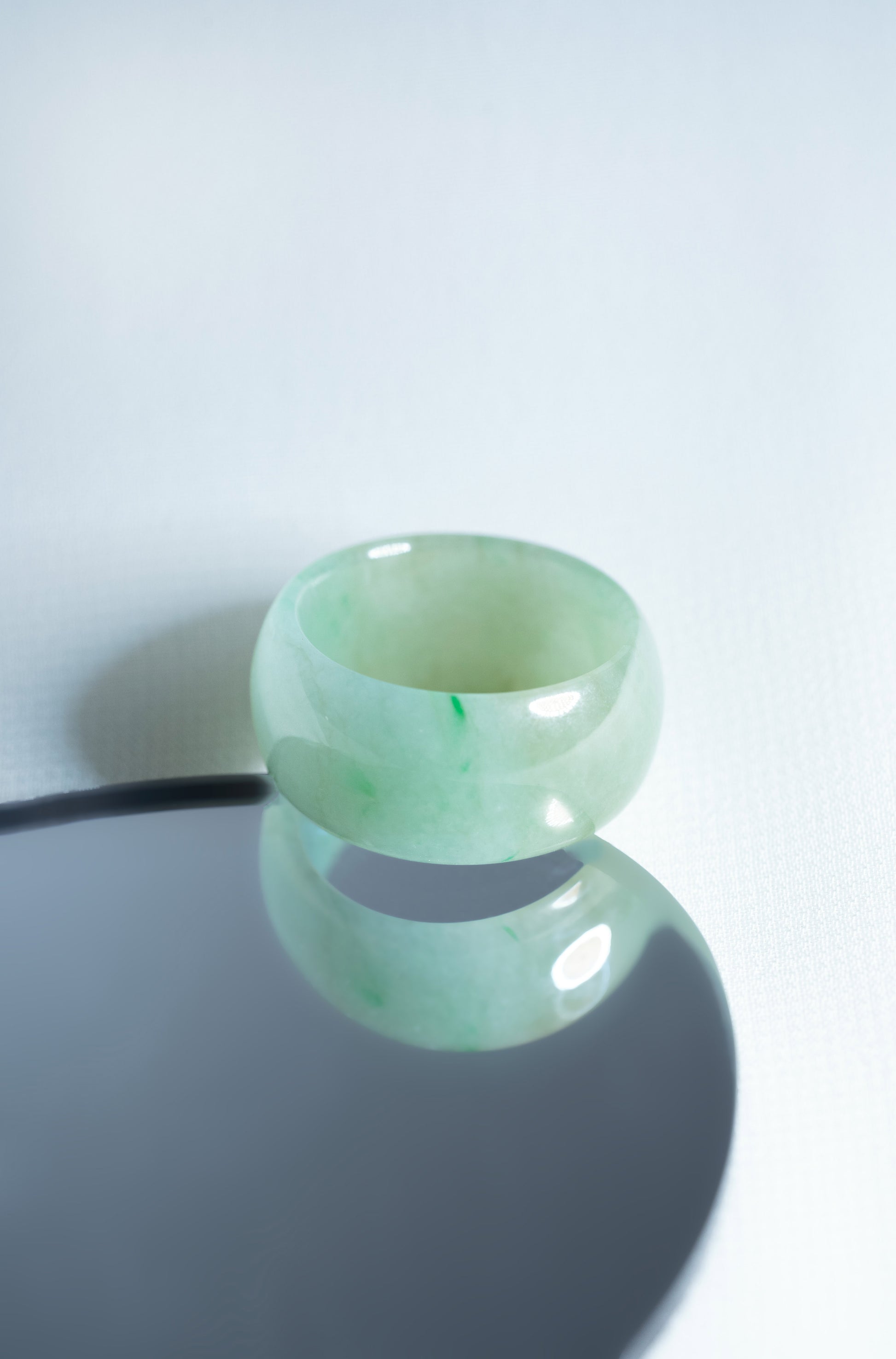 White Jadeite Ring with Light Green patches