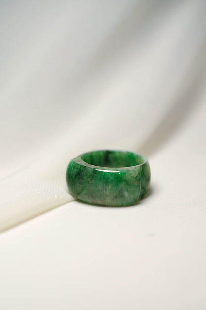 Saddle Ring #81 - Green Jadeite - US 10.5