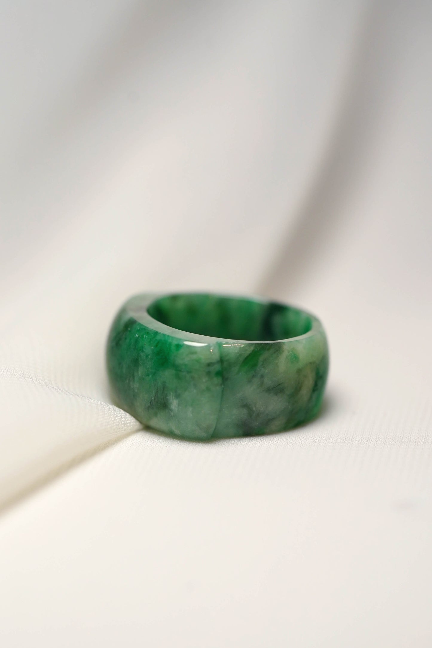 Saddle Ring #81 - Green Jadeite - US 10.5