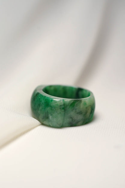 Saddle Ring #81 - Green Jadeite - US 10.5