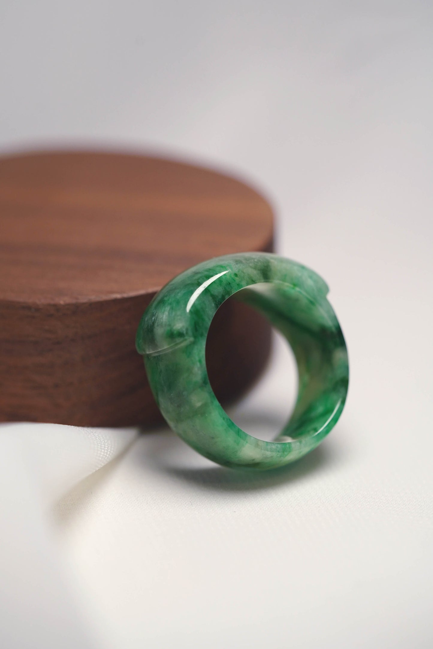 Saddle Ring #81 - Green Jadeite - US 10.5
